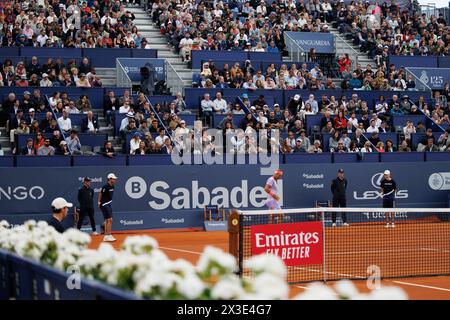 Barcelone, Espagne. 17 avril 2024. Rafa Nadal en action lors du tournoi de tennis Barcelona Open Banc de Sabadell au Reial Club de Tennis Barcel Banque D'Images