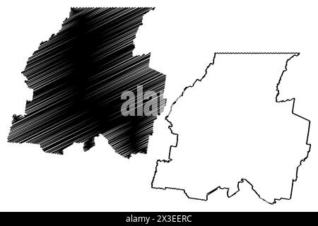 Walgett Shire (Commonwealth of Australia, New South Wales, NSW) illustration vectorielle, croquis griffonnant carte Walgett Illustration de Vecteur