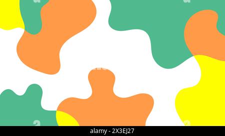 Cadre coloré abstrait de formes organiques dessinées à la main. Blobs liquides verts, jaunes et oranges sur fond beige avec espace de copie. Illustration de Vecteur