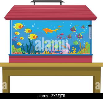Aquarium sur la table illustration vectorielle Illustration de Vecteur