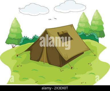 Beau camp dans la zone vallonnée illustration vectorielle Illustration de Vecteur
