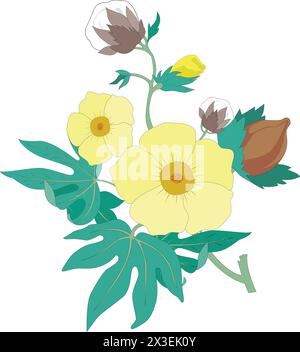 Fleurs en fleurs avec illustration vectorielle de bourgeons Illustration de Vecteur