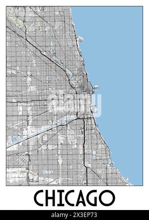 Chicago, États-Unis affiche la carte art Illustration de Vecteur