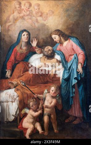 MILAN, ITALIE - 7 MARS 2024 : la peinture de la mort (Transito) de la tenue Joseph dans l'église San Giorgio in Palazo par artiste inconnu. Banque D'Images