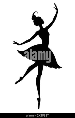 Silhouette ballerine sur fond blanc. Vector fille ballet Illustration de Vecteur