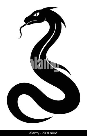 Serpent silhouette noir. Symbole isolé ou serpent d'icône sur fond blanc. Serpent de signe abstrait. Illustration vectorielle Illustration de Vecteur