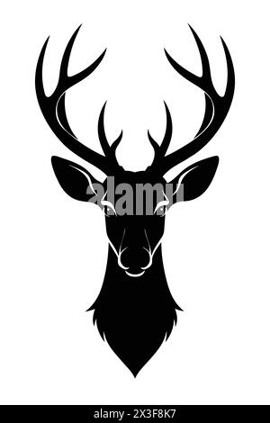 Vector illustration of deer head silhouette avec bois Illustration de Vecteur