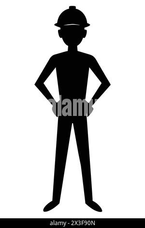 Vecteur de silhouette d'ingénieur debout sur fond blanc Illustration de Vecteur