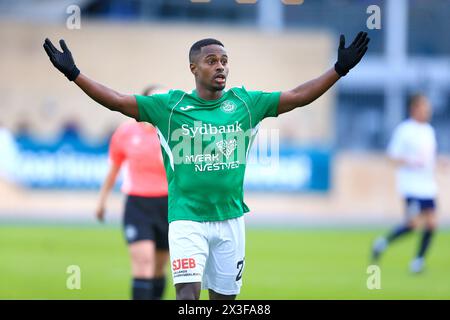 Copenhague, Danemark. 19 avril 2024. Nahom Netabay (26) de Naestved BK vu lors du match NordicBet Liga entre B.93 et Nasestved BK au Vanlose Idrætspark à Copenhague. (Crédit photo : Gonzales photo - Christian Midtgaard). Banque D'Images