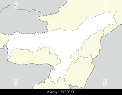 Carte de localisation de l'Assam est un état de l'Inde avec l'état voisin et le pays Illustration de Vecteur