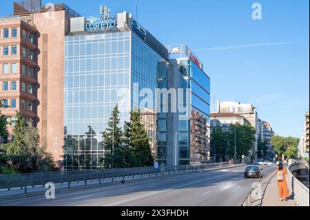 Madrid, Espagne. 5 août 2023. Compagnie d'assurance espagnole Loreto Mutua bâtiment en Espagne. (Crédit image : © Xavi Lopez/SOPA images via ZUMA Press Wire) USAGE ÉDITORIAL SEULEMENT! Non destiné à UN USAGE commercial ! Banque D'Images