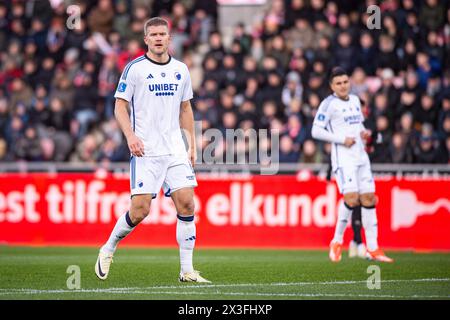 Herning, Danemark. 14 avril 2024. Andreas Cornelius (14 ans) du FC Copenhague vu lors du match de 3F Superliga entre le FC Midtjylland et le FC Copenhague au MCH Arena de Herning. (Crédit photo : Gonzales photo - Morten Kjaer). Banque D'Images