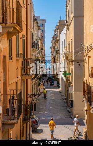 Vue de la vieille ville de Trapani (Sicile, Italie). Banque D'Images