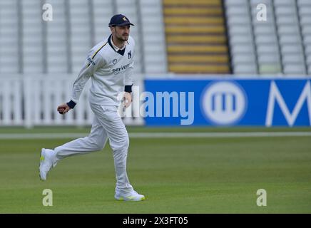 Birmingham, Royaume-Uni. 26 avril 2024. Ed Barnard de Warwickshire lors du Vitality County Championship Division One match entre Warwickshire vs Nottinghamshire à Edgbaston 26- avril -2024 Birmingham, Angleterre crédit : PATRICK ANTHONISZ/Alamy Live News Banque D'Images