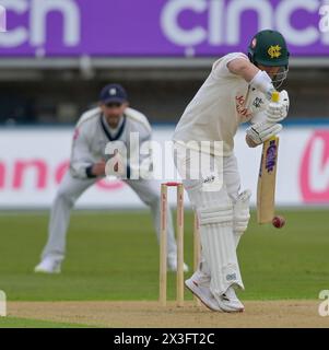 Birmingham, Royaume-Uni. 26 avril 2024. Ben Duckett de Nottinghamshire lors du Vitality County Championship Division One match entre Warwickshire vs Nottinghamshire à Edgbaston 26- avril -2024 Birmingham, Angleterre crédit : PATRICK ANTHONISZ/Alamy Live News Banque D'Images