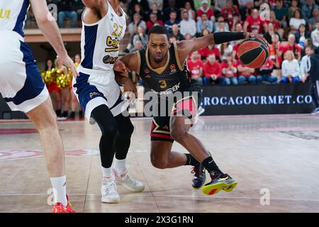 Monaco. 26 avril 2024. Le joueur monégasque Jordan Loyd est vu en action lors des éliminatoires de l'Euroleague AS Monaco et Fenerbahce Beko Istanbul à la salle Gaston Medecin à Monaco le 26 avril 2024 Banque D'Images