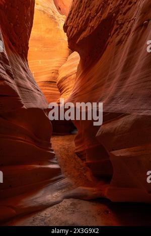Antelope slot canyon près de page Arizona met en évidence le passage étroit et étonnante lumière incandescente et des motifs complexes qui se forment sur des millions de y Banque D'Images