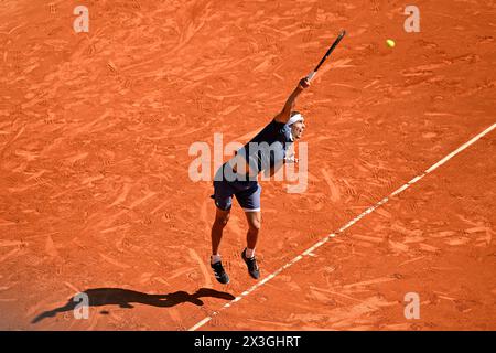 Paris, France. 11 avril 2024. Alexander Zverev lors du Rolex Monte-Carlo ATP Masters 1000 tennis le 11 avril 2024 au Monte Carlo Country Club de Roquebrune Cap Martin, près de Monaco. Crédit : Victor Joly/Alamy Live News Banque D'Images