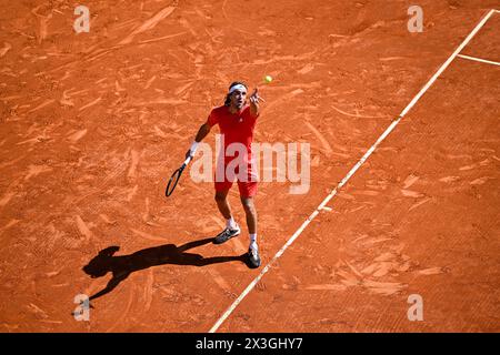 Paris, France. 11 avril 2024. Stefanos Tsitsipas lors du Rolex Monte-Carlo ATP Masters 1000 le 11 avril 2024 au Monte Carlo Country Club de Roquebrune Cap Martin, France près de Monaco. Crédit : Victor Joly/Alamy Live News Banque D'Images