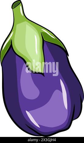 Légume d'aubergine dans l'illustration vectorielle de technique plate Illustration de Vecteur