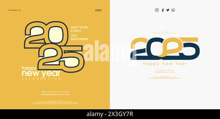 Bonne année 2025 design. Avec illustration des numéros découpés. Conception premium pour la conception ou le modèle de bannière, de calendrier et de couverture. 2025 Illustration de Vecteur
