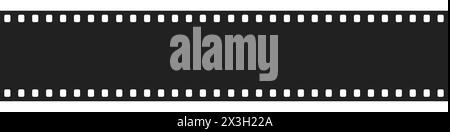Un accessoire de caméra rectangulaire, une bande de film noir avec des trous blancs dans un motif parallèle sur un fond blanc. Illustration de Vecteur