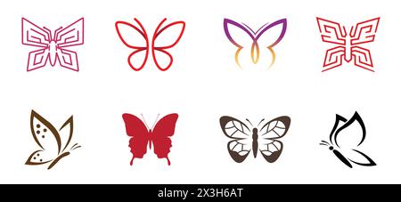 Creative Butterflies Collection logo symbole illustration de conception vectorielle Illustration de Vecteur