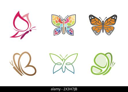 Creative Butterflies Collection logo symbole illustration de conception vectorielle Illustration de Vecteur