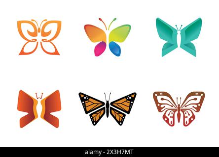 Creative Butterflies Collection logo symbole illustration de conception vectorielle Illustration de Vecteur