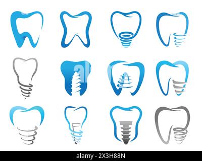 illustration de symbole de conception de symbole de conception d'icône de vecteur de collection d'implant dentaire créatif Illustration de Vecteur