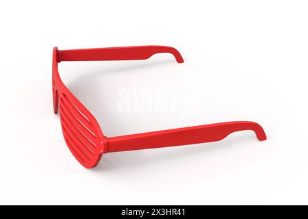 Red Shutter ombres lunettes de soleil sur fond blanc Banque D'Images