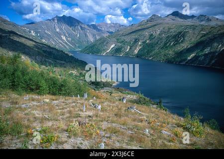 Mt. Saint Helens, Washington. Vue sur le lac de Clearwater depuis le centre d'accueil 22 ans après l'explosion de 1980. Banque D'Images