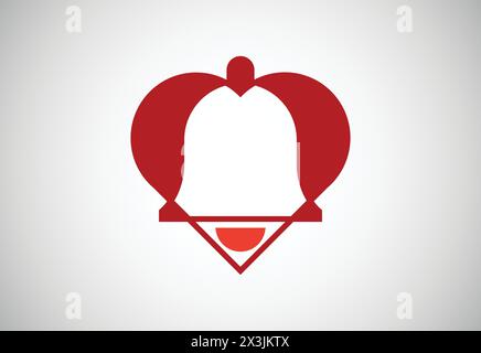 Modèle de conception de logo de cloche d'amour créatif, coeur avec logo d'amour Illustration de Vecteur