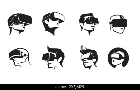 lunettes de réalité virtuelle lunettes de collection de têtes de logo vecteur de conception icône de symbole illustration Illustration de Vecteur