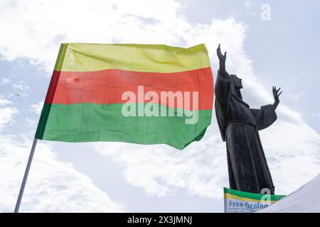 Rome, Italie. 27 avril 2024. Travaux en cours sur la Piazza San Giovanni à Rome pour le Jubilé 2025 (photo de Matteo Nardone/Pacific Press/Sipa USA) crédit : Sipa USA/Alamy Live News Banque D'Images