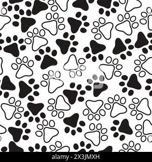 Modèle sans couture avec des animaux mignons pattes. Toilettage. Vétérinaire. Animaux de compagnie. Modèle sans couture pour animalerie, impressions, conception. Illustration de Vecteur