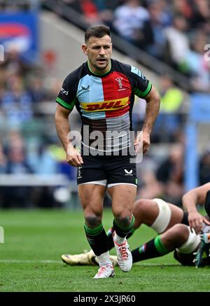 Twickenham, Royaume-Uni. 27 avril 2024. Premier rugby. Harlequins V Northampton Saints. Stade de Twickenham. Twickenham. Danny Care (Harlequins) lors du match de rugby Harlequins V Northampton Saints Gallagher. Le grand coup d'envoi de l'été. Crédit : Sport in Pictures/Alamy Live News Banque D'Images