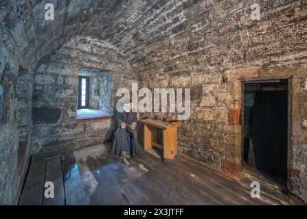 Cellule de l'évêque Wilson, Castle Rushen, Castletown, Île de Man, Angleterre, ROYAUME-UNI Banque D'Images