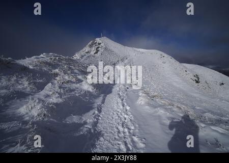 Randonnée enneigée montagnes enneigées à Mount Cook, Nouvelle-Zélande Banque D'Images
