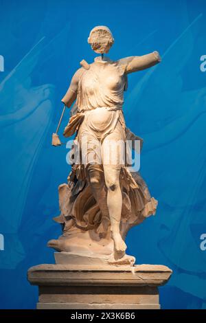 Statue Nike de Paionios, Musée archéologique d'Olympia, Grèce. Banque D'Images