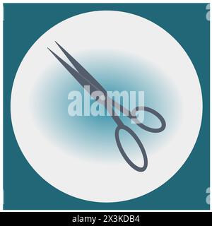Le symbole des ciseaux de coiffure gris dans un cadre carré bleu avec un cercle Illustration de Vecteur