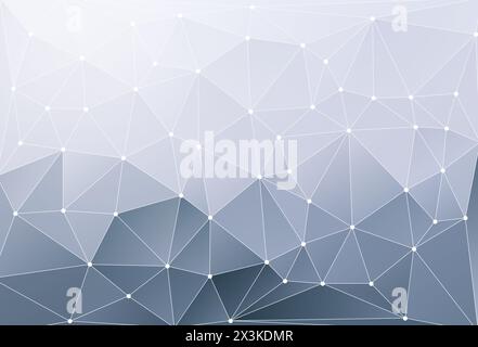 Fond de motif vectoriel de polygone de grille de maillage gris clair et gris bleuâtre avec dégradé de couleur. Fond abstrait de style 3D triangulaire bas poly plein format. Banque D'Images