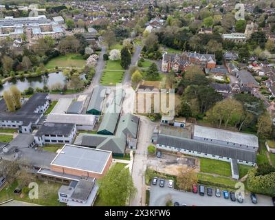 Vue aérienne du musée de Bletchley Park, site allié de démantèlement de code de la seconde Guerre mondiale, Royaume-Uni. Banque D'Images