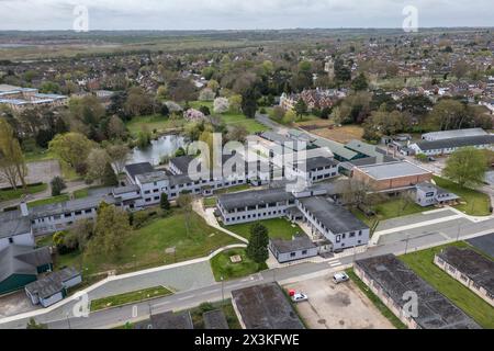 Vue aérienne du musée de Bletchley Park, site allié de démantèlement de code de la seconde Guerre mondiale, Royaume-Uni. Banque D'Images