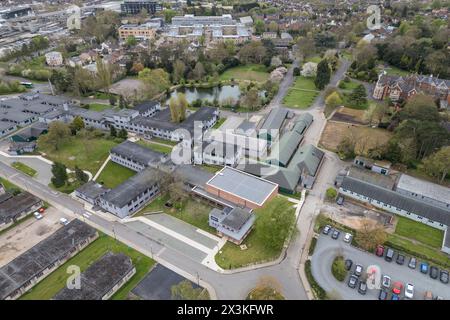 Vue aérienne du musée de Bletchley Park, site allié de démantèlement de code de la seconde Guerre mondiale, Royaume-Uni. Banque D'Images