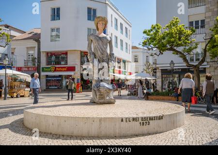 Statue de Dom Sebastiao en gros plan dans la ville de Lagos, Algarve, Portugal Banque D'Images