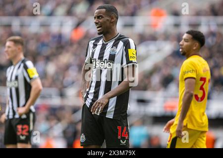 Newcastle upon Tyne, Royaume-Uni. 27 avril 2024. Newcastle, Angleterre, 27 avril 2024 : Alexander Isak de Newcastle United lors du match de premier League entre Newcastle United et Sheffield United au St James Park à Newcastle, Angleterre. (Richard Callis/SPP) crédit : photo de presse sportive SPP. /Alamy Live News Banque D'Images