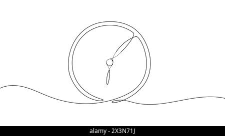 Horloge continue d'une ligne dessinée sur fond blanc. Symbole d'alarme dessiné à la main. Illustration vectorielle Illustration de Vecteur