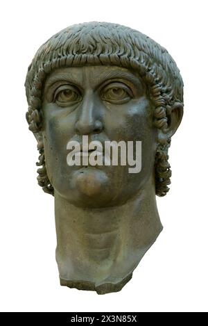 Constantin le Grand. Tête d'un colosse en bronze de Constantin Ier, empereur romain. Rome, Italie Banque D'Images