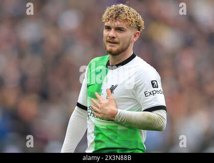 Londres, Royaume-Uni. 27 avril 2024. Harvey Elliott de Liverpool lors du match de premier League au London Stadium. Le crédit photo devrait se lire : Paul Terry/Sportimage crédit : Sportimage Ltd/Alamy Live News Banque D'Images